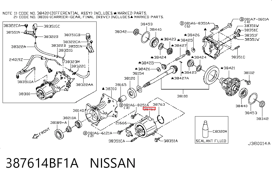 387614BF1A Nissan/Infiniti Sprzęgło załączania tylnego mostu