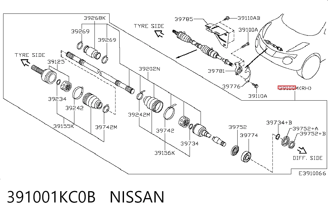 Do koszyka Półoś napędowa przednia prawa Nissan JUKE NMUK F15E