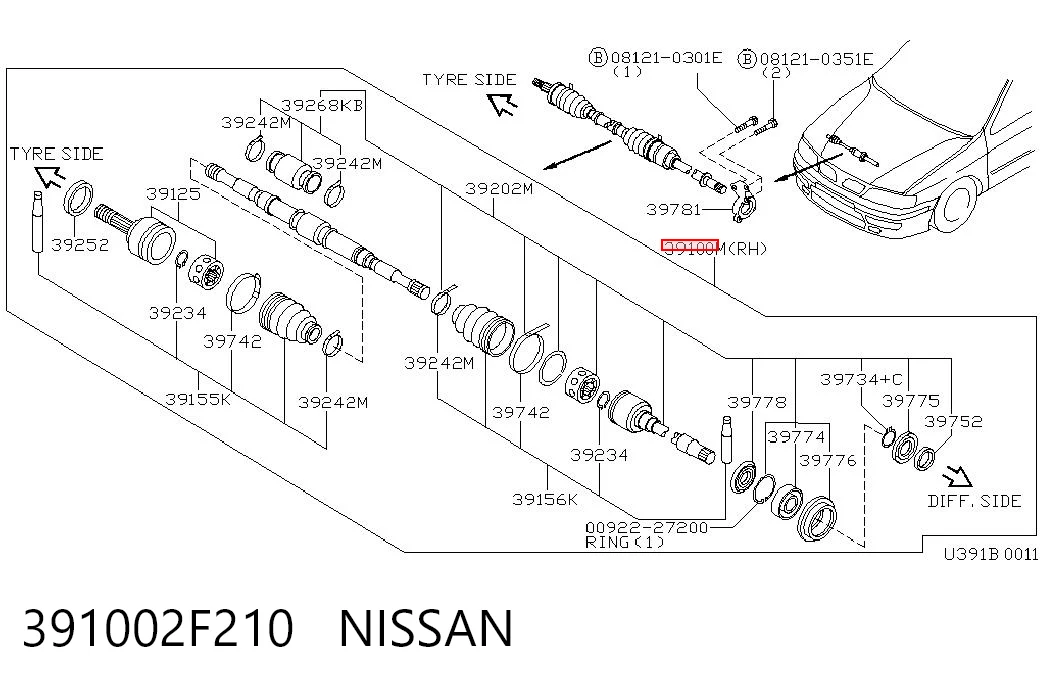 Do koszyka Półoś napędowa przednia prawa Nissan Primera  P11