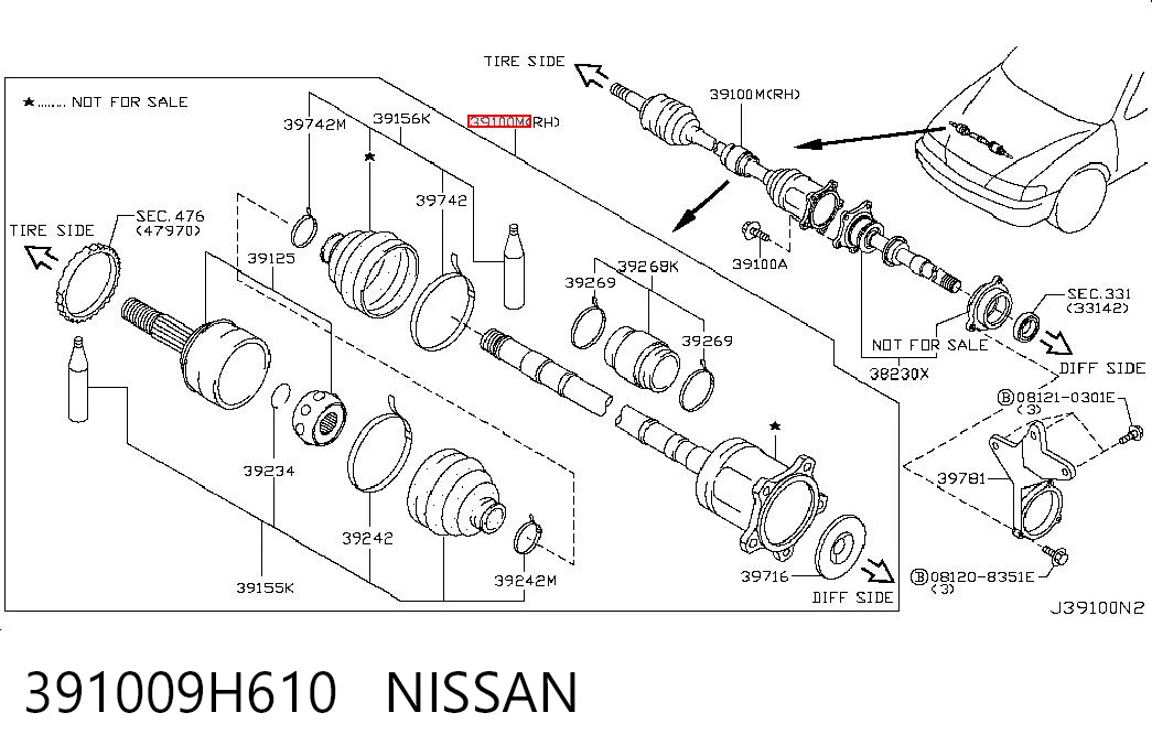 Półoś napędowa przednia prawa Nissan X-Trail 
