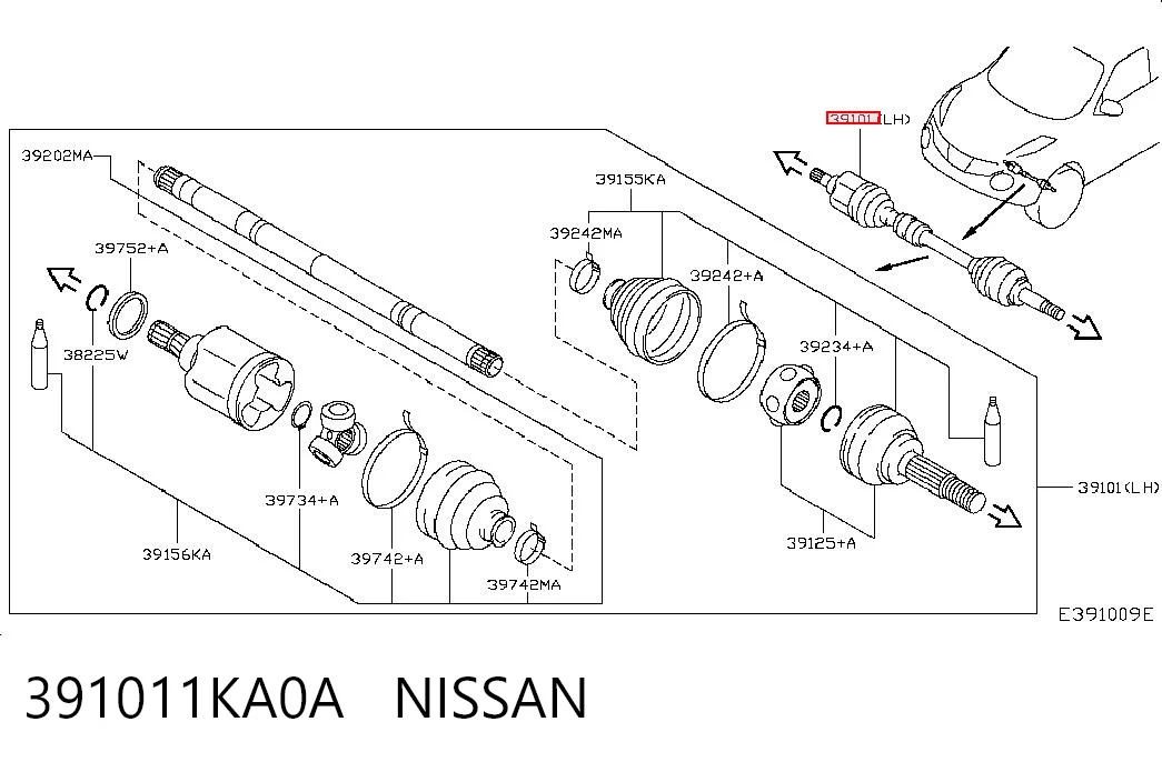 Półoś napędowa przednia lewa do Nissan JUKE JPN F15