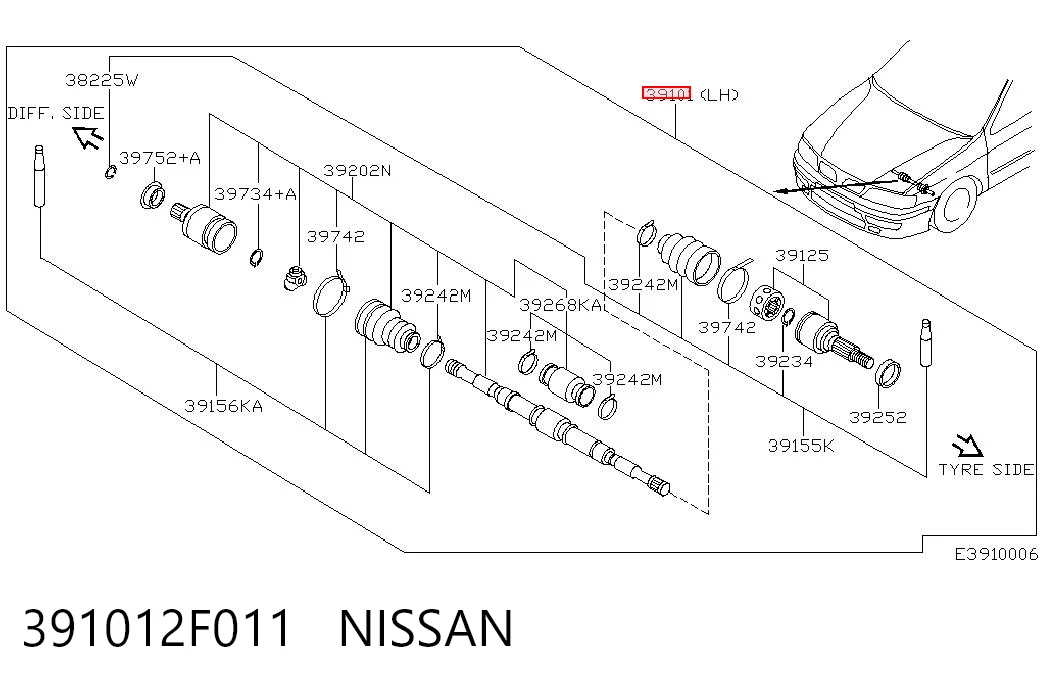 Półoś napędowa przednia lewa Nissan Primera 