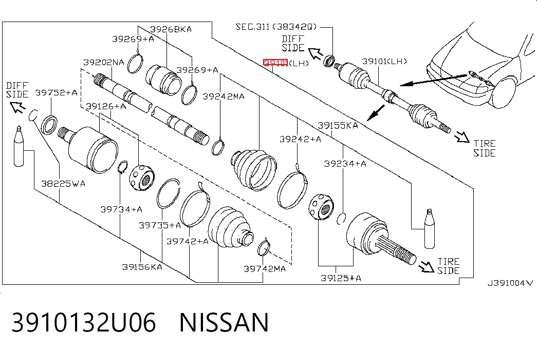 Przegub homokinetyczny przedni zewnętrzny Nissan Maxima sedana (A32) (1994 - 2000) cena, od 48,91 USD
