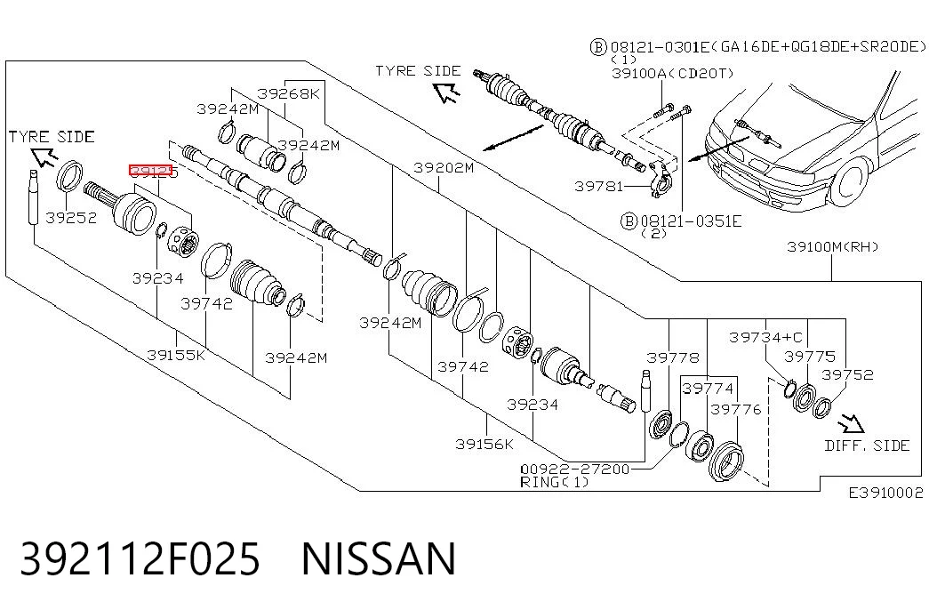 Przegub homokinetyczny przedni zewnętrzny Nissan Primera sedana (P12) (2002 - 2008) cena, od 44,51 USD