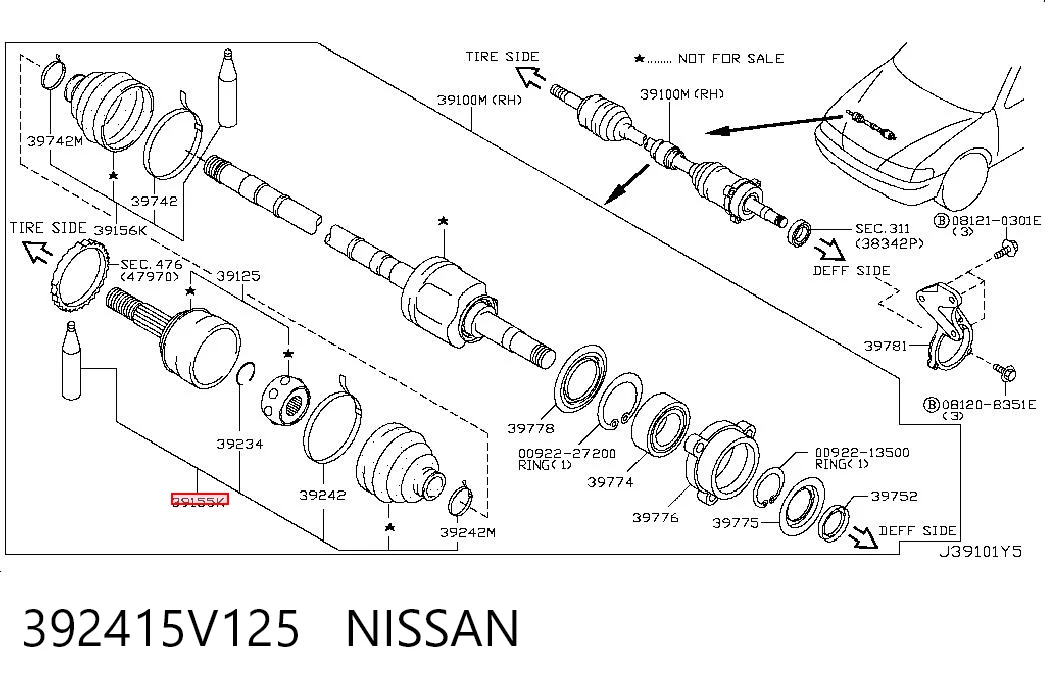 Osłona przegubu homokinetycznego półosi przedniej zewnętrzna Nissan X-Trail SUV (T30) (2001 - 2007) cena, od 12,81 USD