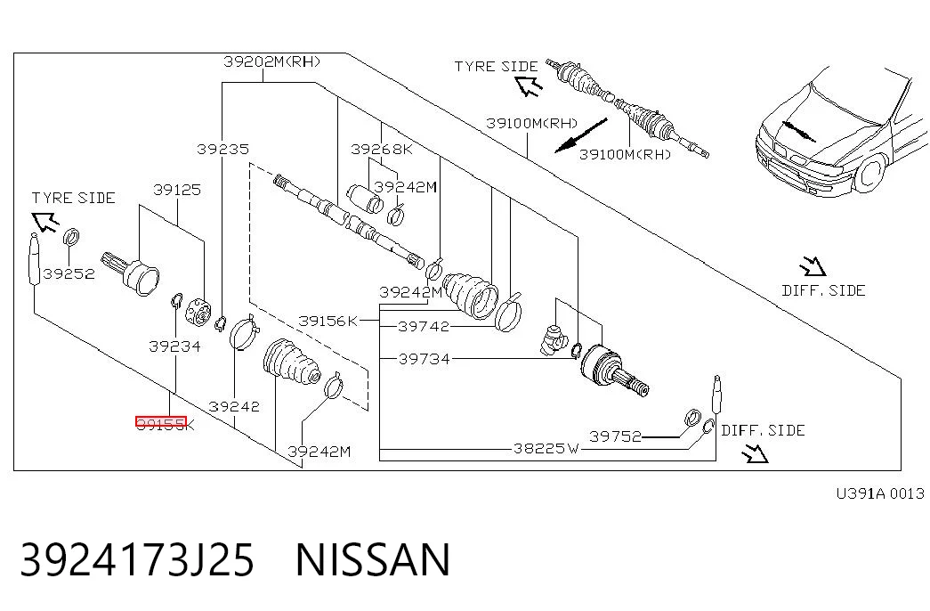 Osłona przegubu homokinetycznego półosi przedniej zewnętrzna Nissan Sunny III sedana (N14) (1990 - 1995) cena, od 9,99 USD