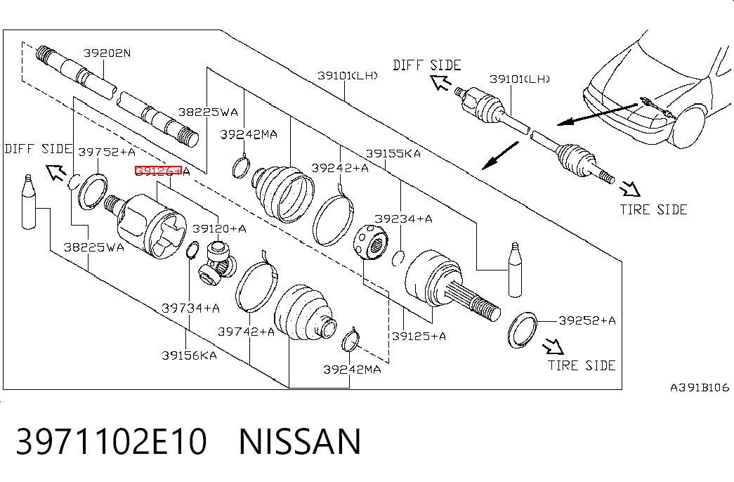 Przegub homokinetyczny przedni wewnętrzny Nissan Almera TINO minivan (V10) (2000 - 2005) cena, od 48,93 USD
