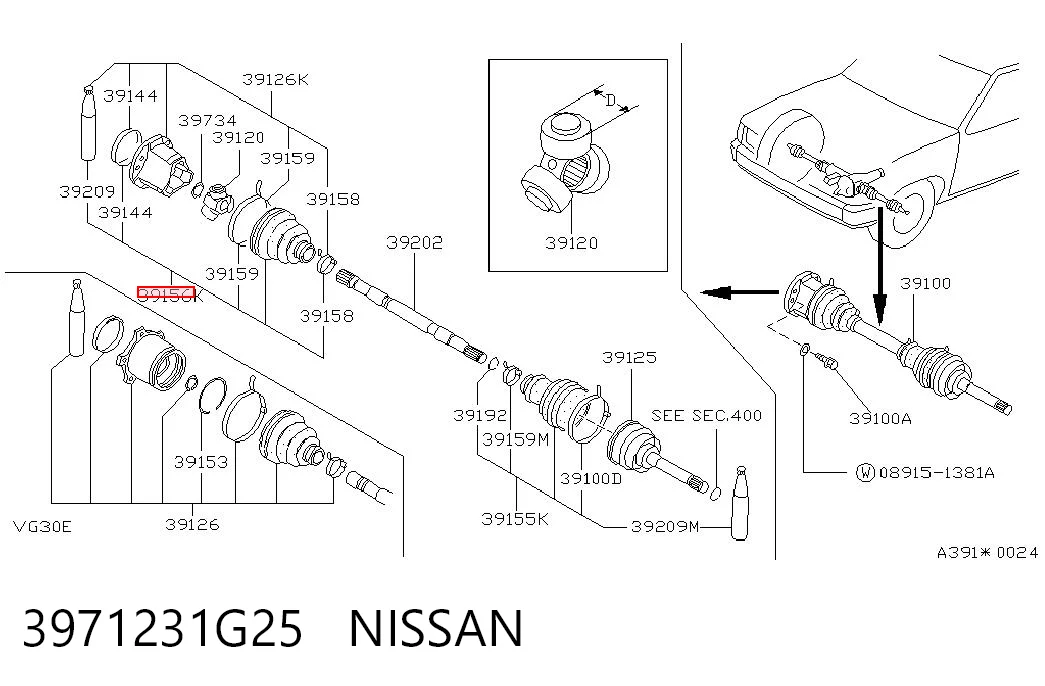  Osłona przegubu homokinetycznego półosi przedniej wewnętrzna Nissan Terrano 2