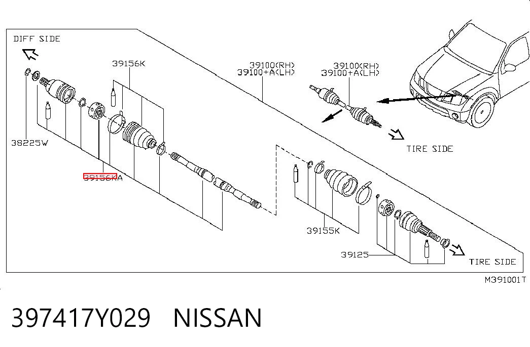 Przegub homokinetyczny wewnętrzny przedni lewy do Nissan Pathfinder R51M