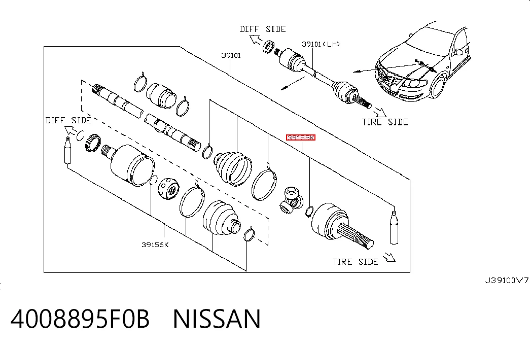 Osłona przegubu homokinetycznego półosi przedniej zewnętrzna do Nissan Almera B10RS