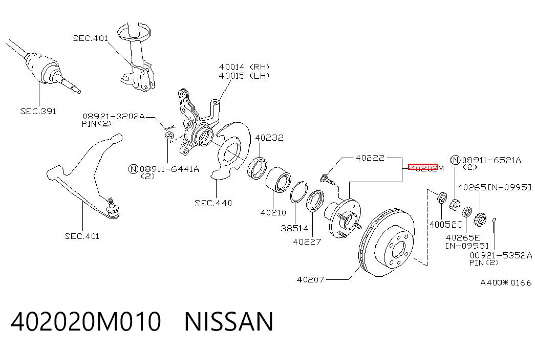 Piasta przednia Nissan Almera I hatchback (N15) (1995 - 2000) cena, od 23,40 USD