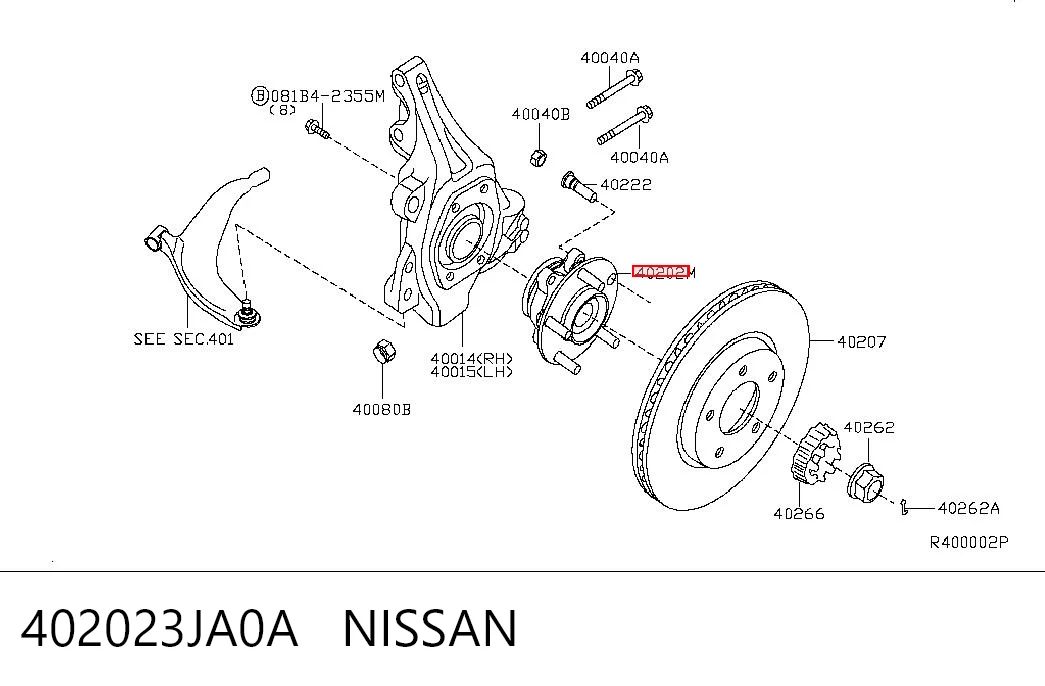 402023JA0A Nissan/Infiniti Piasta przednia