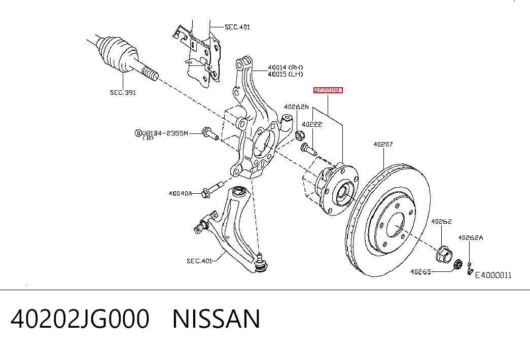 40202JG000 Nissan/Infiniti Piasta przednia