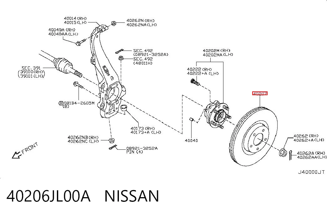 40206JL00A Nissan/Infiniti Tarcza hamulcowa przednia