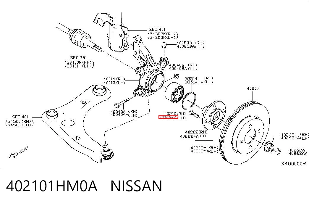 402101HM0A Nissan/Infiniti Łożysko piasty przedniej