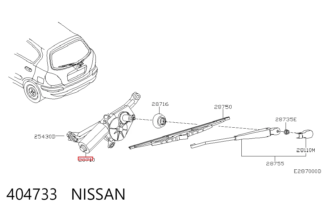 Silniczek wycieraczki tylnej szyby Nissan Almera II hatchback (N16) (2000 - 2006) cena, od 45,99 USD