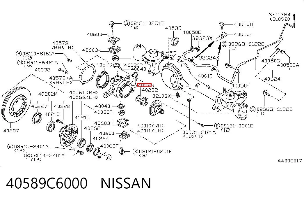 40589C6000 Nissan/Infiniti Podkładka zabezpieczająca dyferencjał mostu przedniego