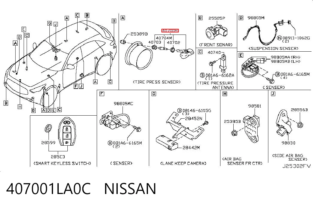 407001LA0C Nissan/Infiniti Czujnik ciśnienia w oponach