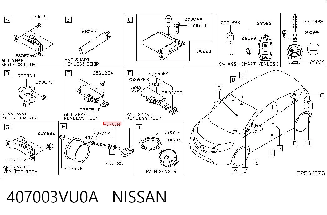 407003VU0A Nissan/Infiniti Czujnik ciśnienia w oponach