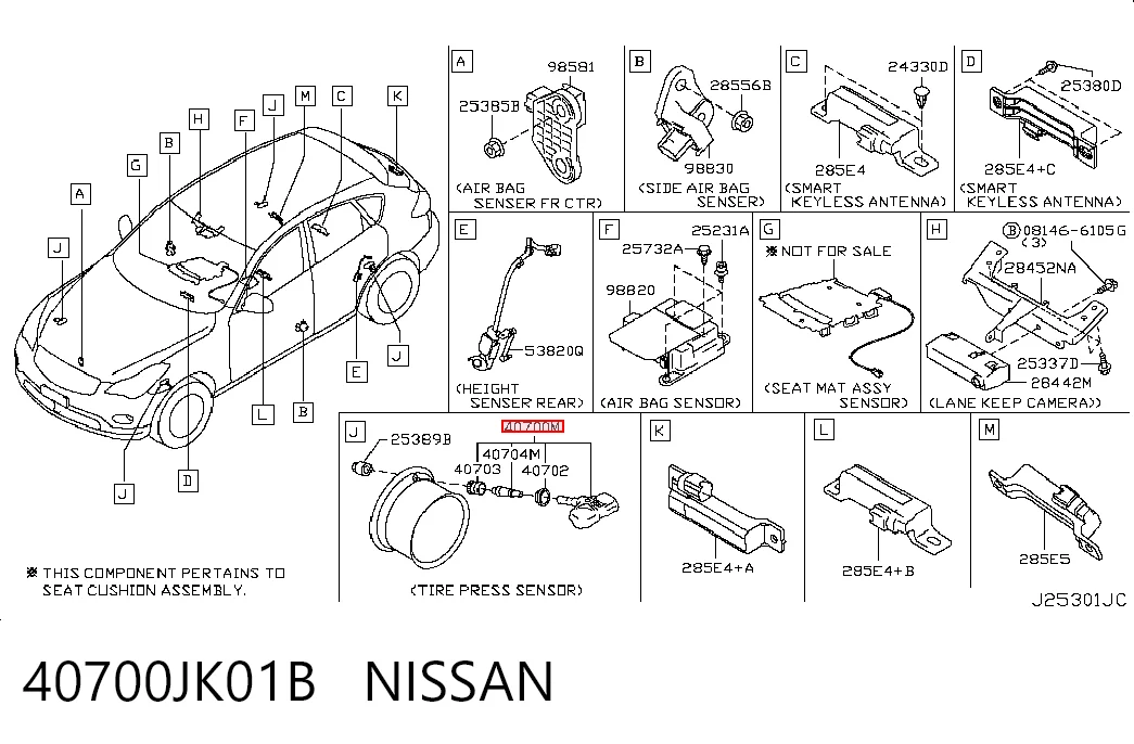 40700JK01B Nissan/Infiniti Czujnik ciśnienia w oponach
