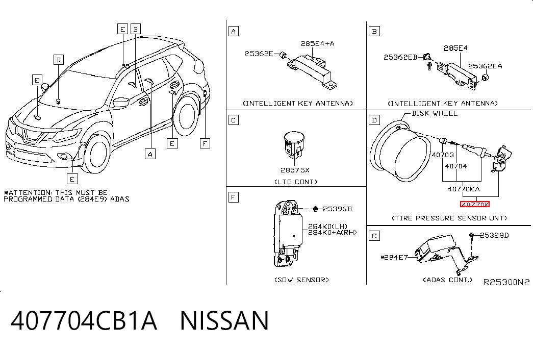 407704CB1A Nissan/Infiniti Czujnik ciśnienia w oponach