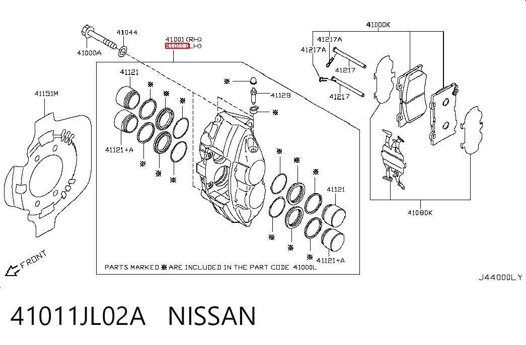 41011JL02A Nissan/Infiniti Zacisk hamulcowy przedni lewy