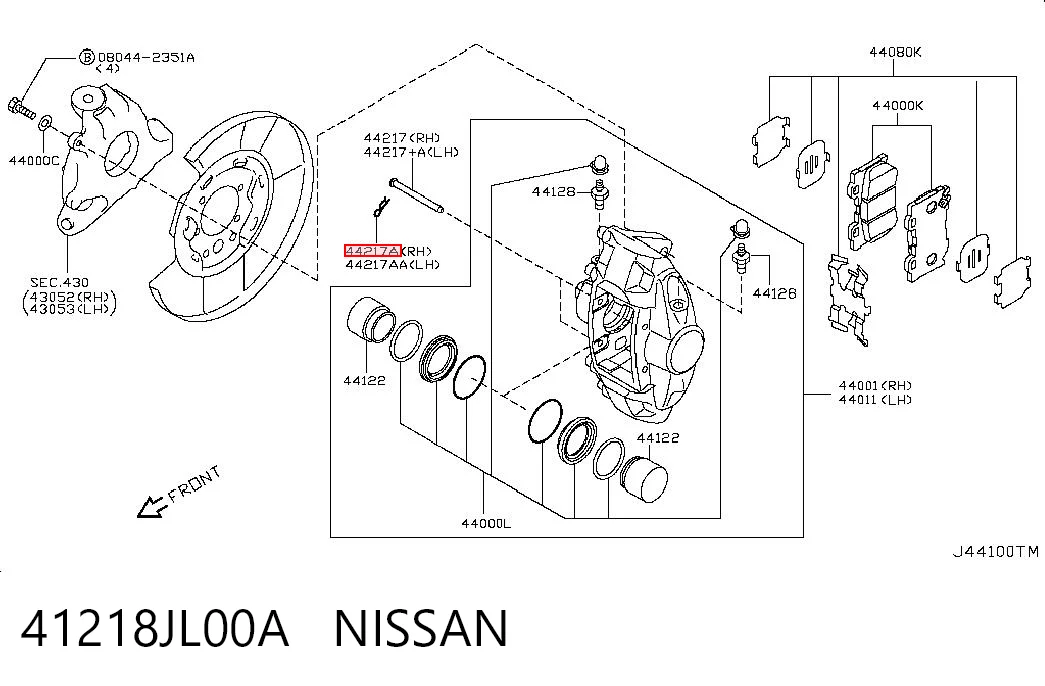 41218JL00A Nissan/Infiniti Prowadnica zacisku przedniego