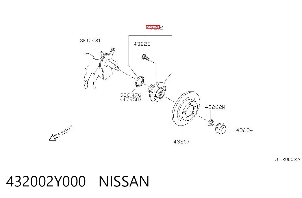 432002Y000 Nissan/Infiniti Piasta tylna