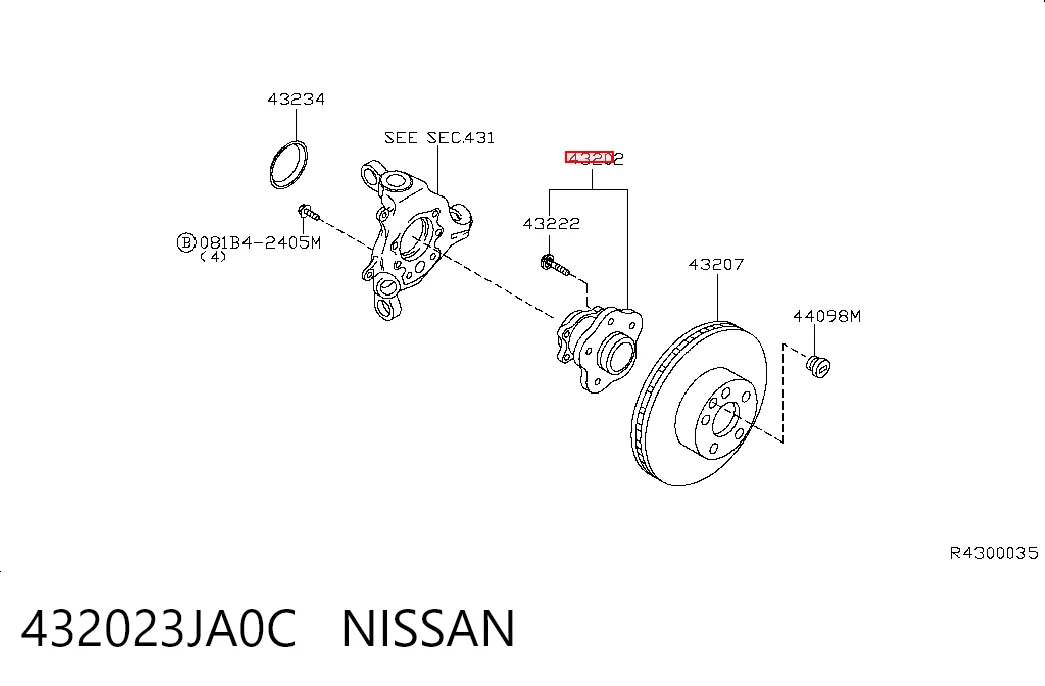 432023JA0C Nissan/Infiniti Piasta tylna