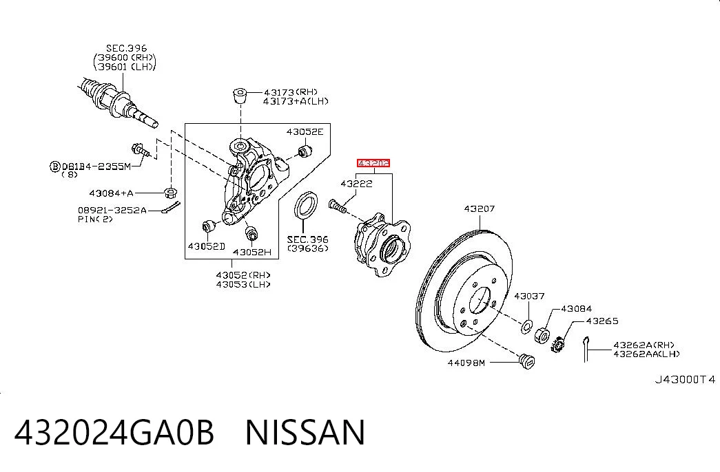 432024GA0B Nissan/Infiniti Piasta tylna