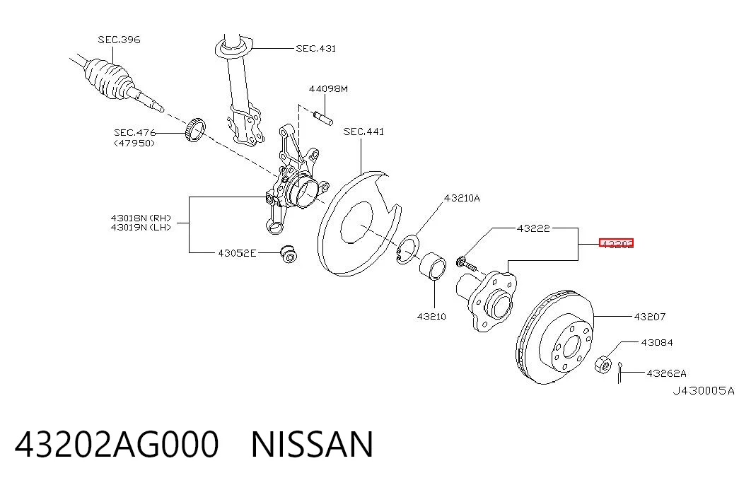43202AG000 Nissan/Infiniti Piasta tylna