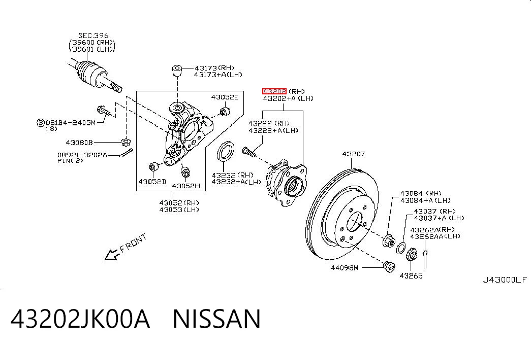 43202JK00A Nissan/Infiniti Piasta tylna