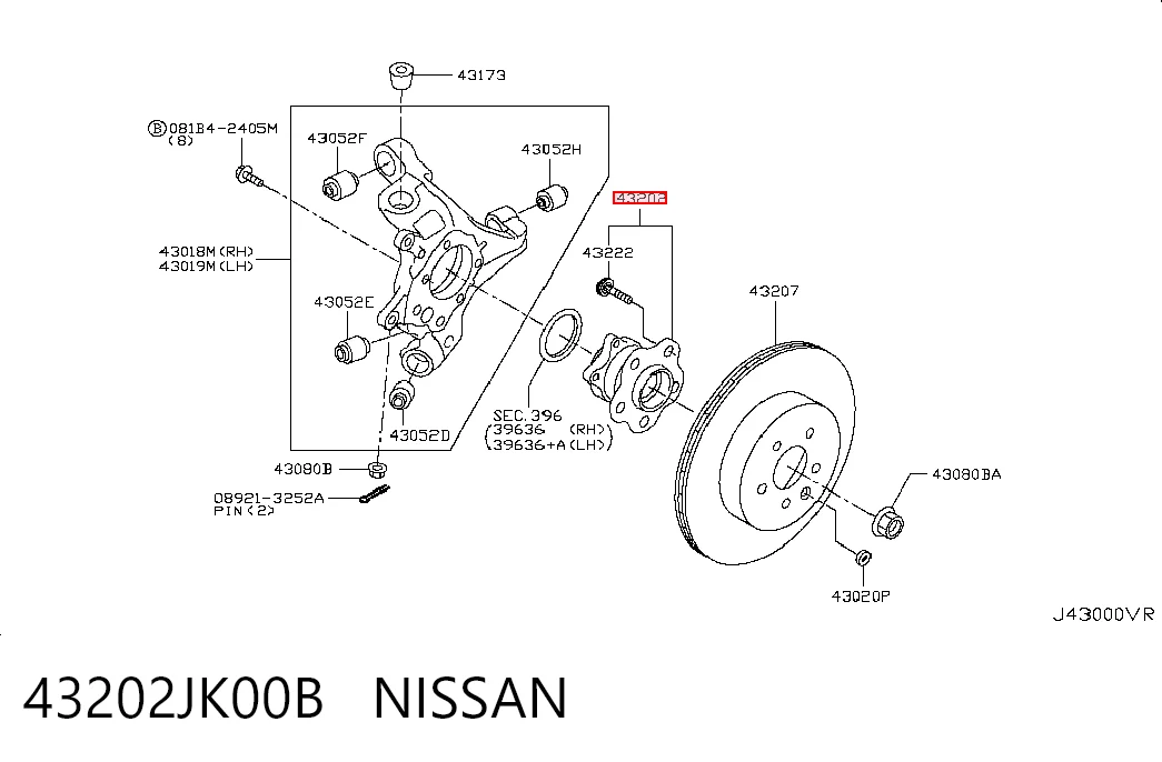 43202JK00B Nissan/Infiniti Piasta tylna