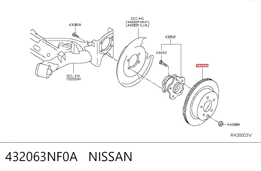 432063NF0A Nissan/Infiniti Tarcza hamulcowa tylna