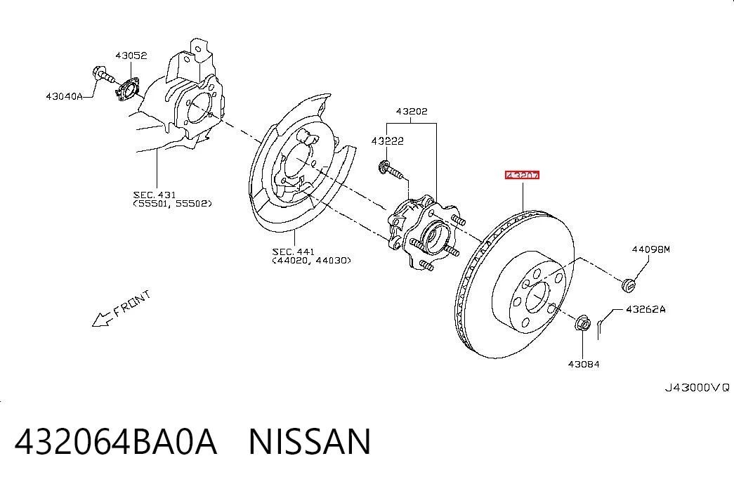 432064BA0A Nissan/Infiniti Tarcza hamulcowa tylna