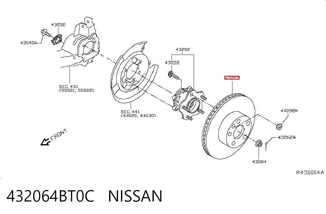 432064BT0C Nissan/Infiniti Tarcza hamulcowa tylna