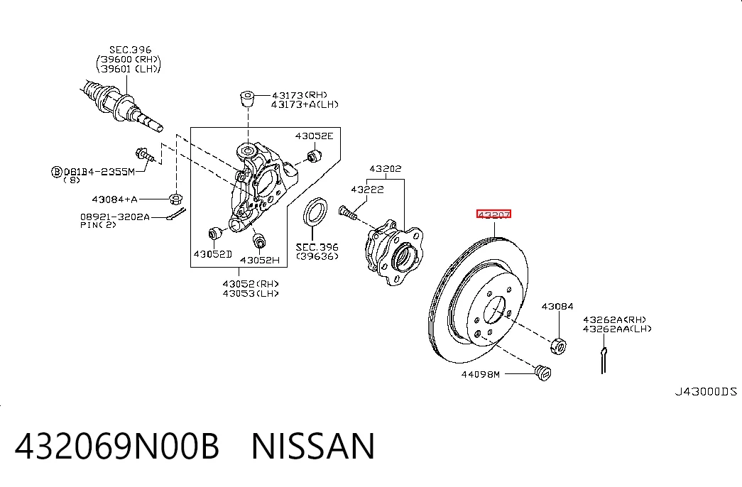 432069N00B Nissan/Infiniti Tarcza hamulcowa tylna