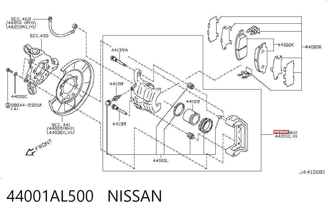 Do koszyka Zacisk hamulcowy tylny prawy Nissan Murano  Z50