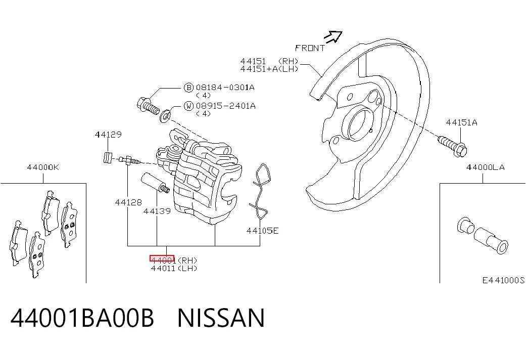 Do koszyka Zacisk hamulcowy tylny prawy Nissan Primera  P12