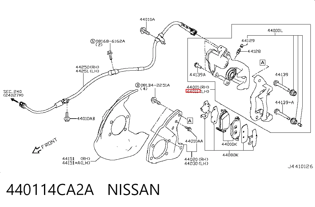  Zacisk hamulcowy tylny lewy Nissan Rogue 