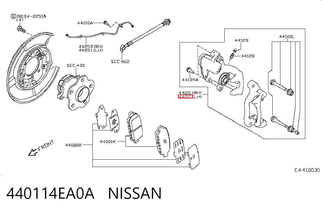 Zacisk hamulcowy tylny lewy Nissan Qashqai II