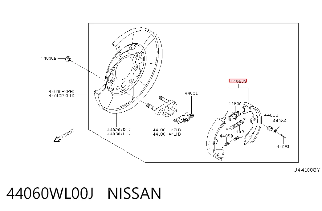 44060WL00J Nissan/Infiniti Klocki hamulca ręcznego