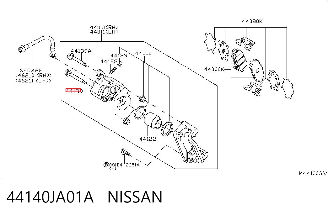 44140JA01A Nissan/Infiniti Prowadnica zacisku tylnego dolna