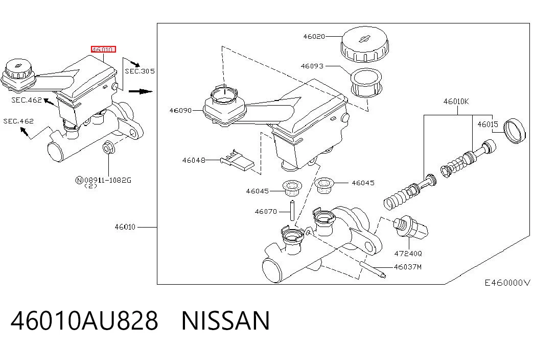 Główny cylinder hamulców Nissan Primera sedana (P12) (2002 - 2008) cena, od 78,69 USD