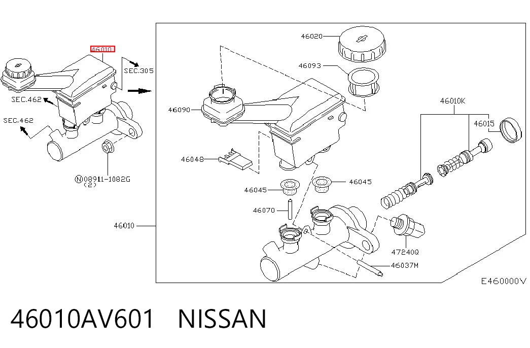 Do koszyka Główny cylinder hamulców Nissan Primera  P12