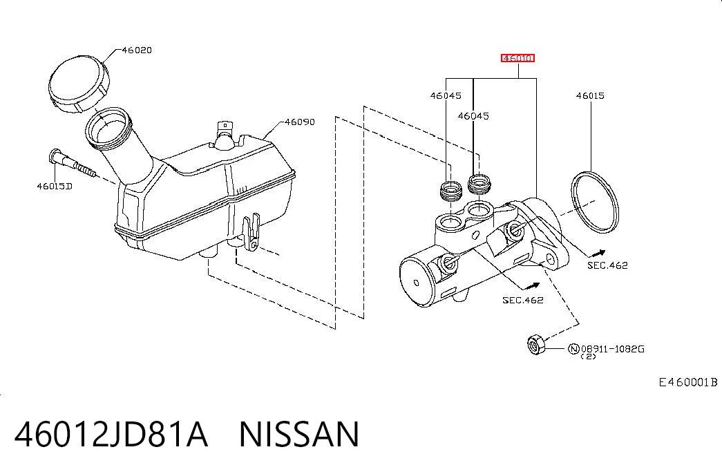 Główny cylinder hamulców Nissan Qashqai +2 I SUV (J10) (2007 - 2014) cena, od 73,21 USD