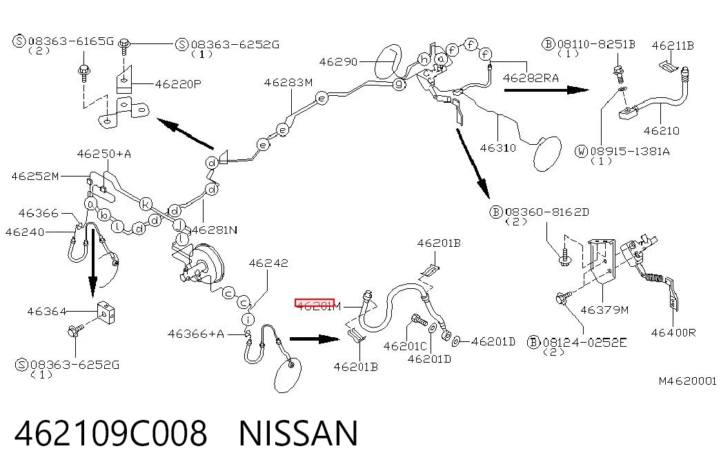 Do koszyka Przewód hamulcowy przedni Nissan Vanette CARGO C23