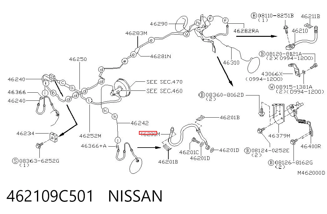  Przewód hamulcowy przedni Nissan Vanette 
