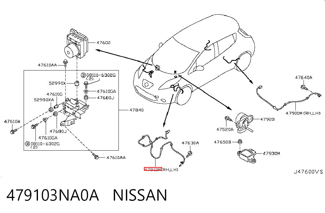 Czujnik ABS przedni Nissan LEAF I hatchback (ZE0U) (2012 - 2017) cena, od 26,73 USD