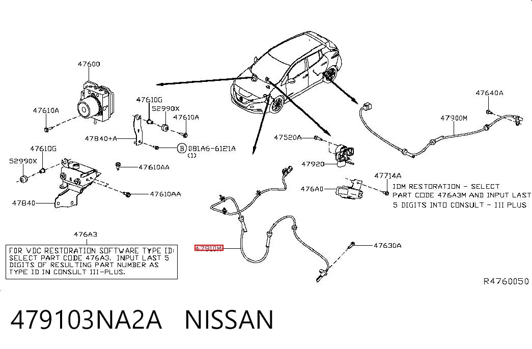 Do koszyka Czujnik ABS przedni Nissan LEAF I ZE0U